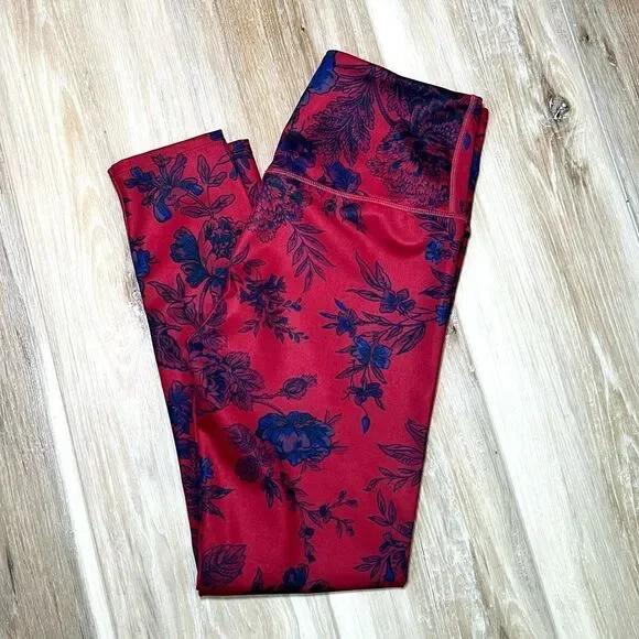 FREE PEOPLE Movement Burgundy Combo Ashford Lose Leggings Size Small - Picture 3 of 8